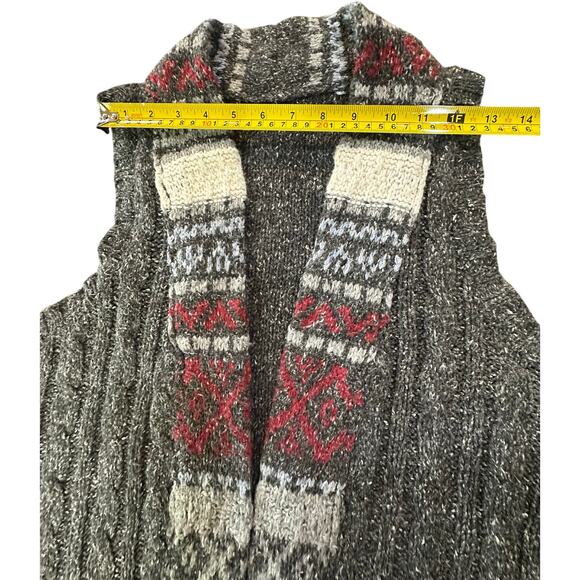 VTG Grandmacore Size Large Open Front Vest Cardigan Cable Knit Sweater Pockets - Picture 11 of 15